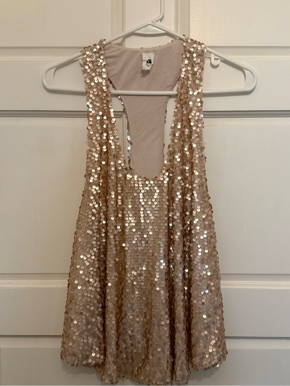Sequin Racerback Tank Top - Champagne